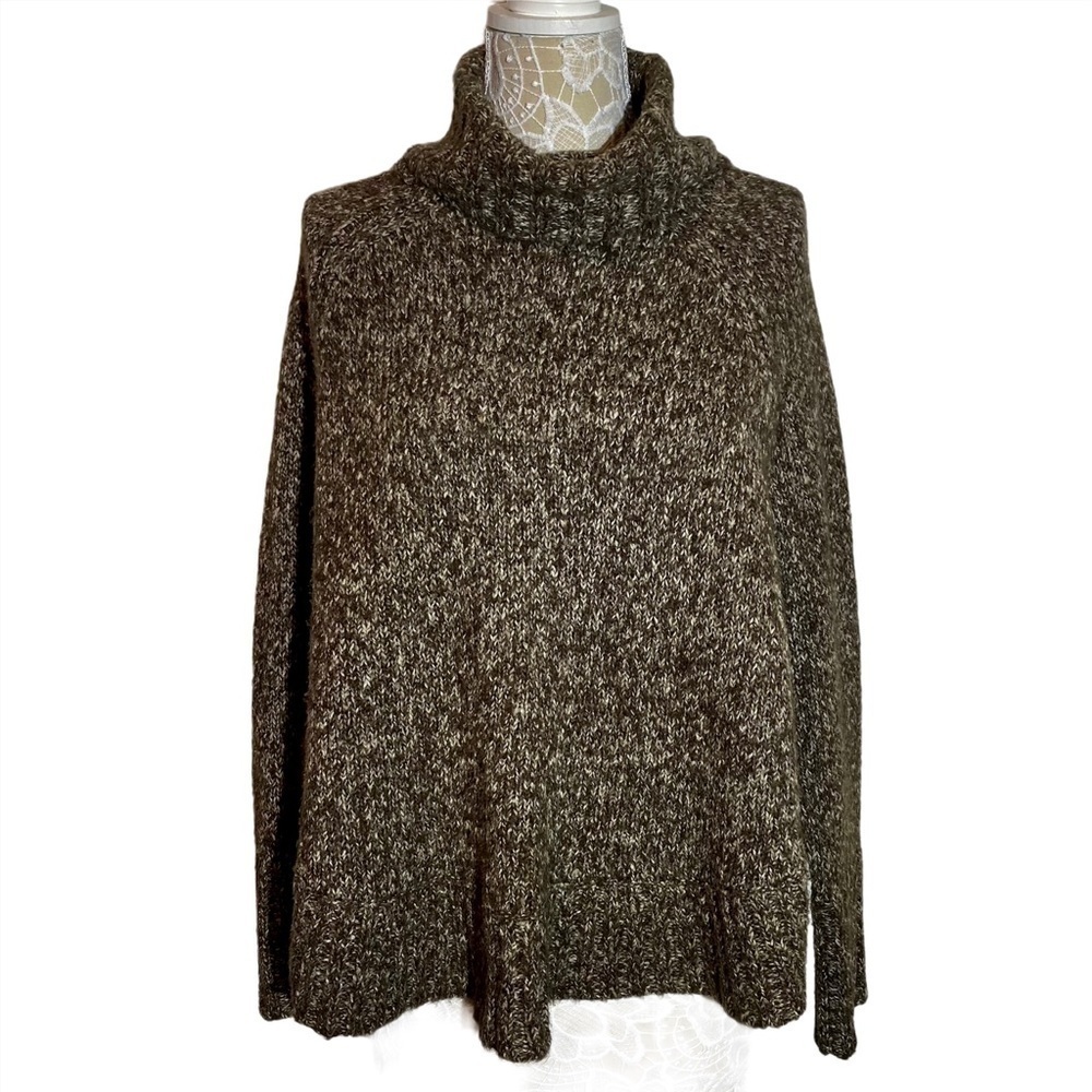 Michael Kors Oversized Heather Brown Sweater Turtleneck dropped shoulder M